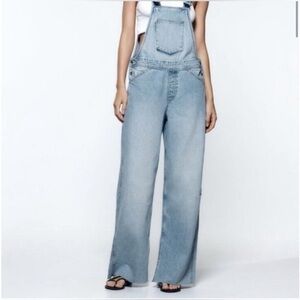 Zara denim overalls wideleg